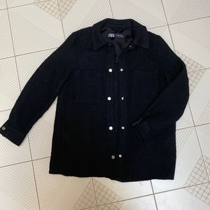 ZARA tweed like black Overshirt XS